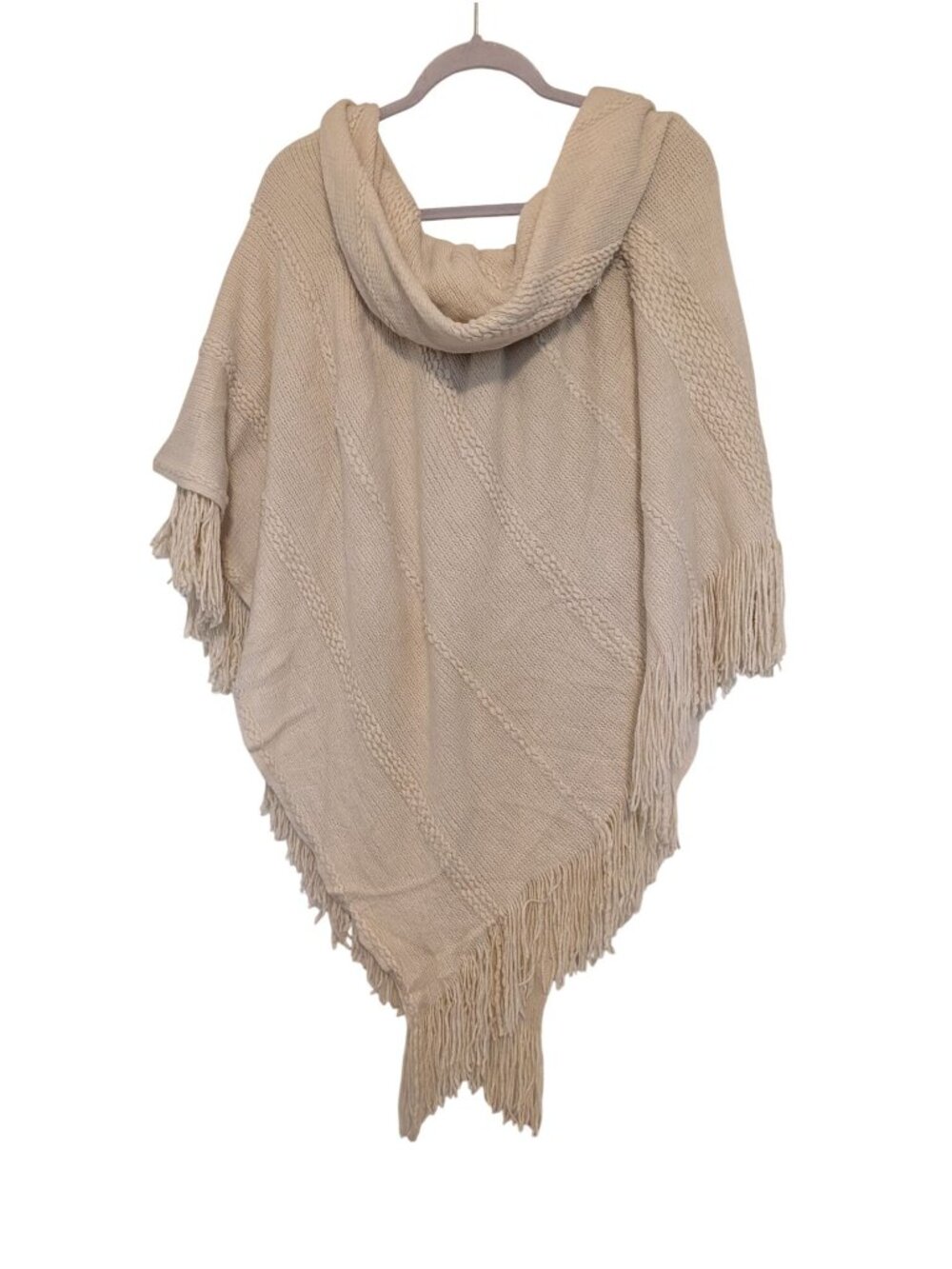 New Charter Club Womens Ivory Raschel-Knit Poncho Wrap With Toggle Closure & Fri - Picture 10 of 12